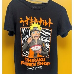 Naruto Shippuden Men's S Black Graphic T-Shirt Naruto Uzumaki Short Sleeve